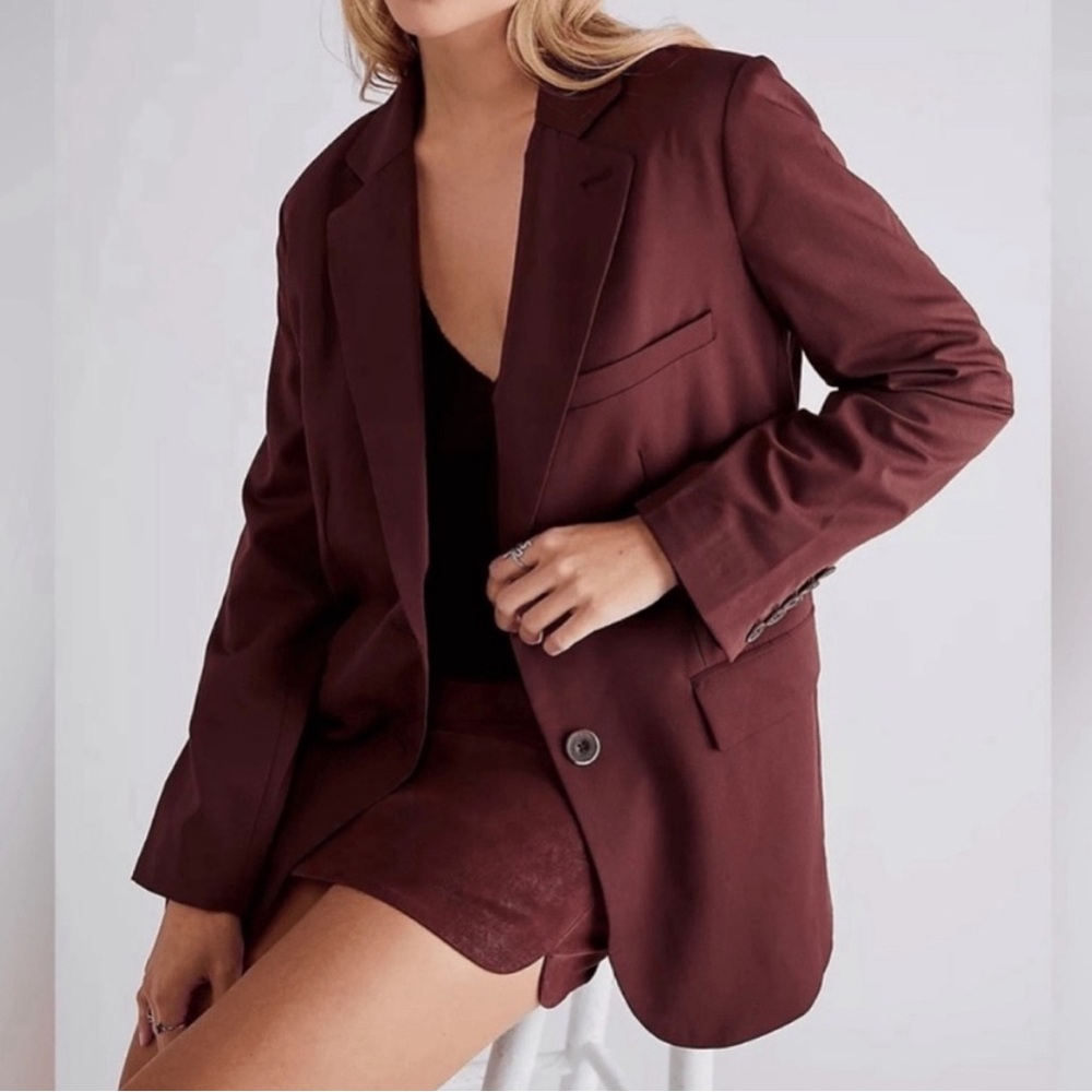 Free People Burgundy Blazer